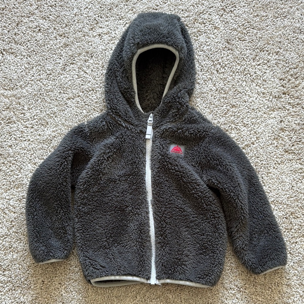Snozu toddler sherpa fleece jacket, size 24 months, grey